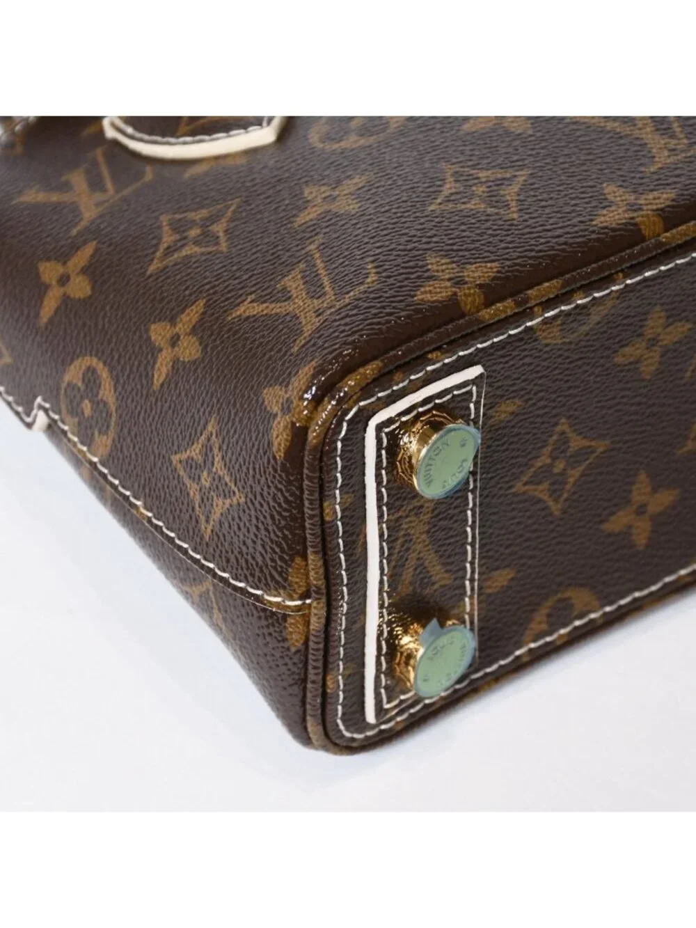 Louis Vuitton Shiny Monogram Lockit BB Handbag Brown Leather Gold